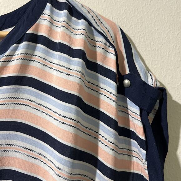 TOMMY HILFIGER Blue Striped Sleeveless Dress elastic Waist Size Medium rayon - Picture 2 of 10